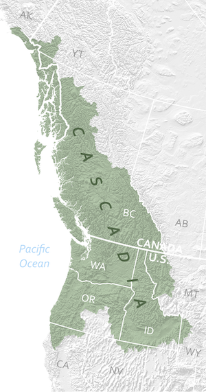 A map of the Cascadia Bioregion